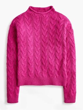 NWT J. Crew Factory Cable mockneck sweater in sweet magenta small